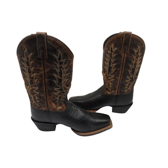 Laredo Men's 10" Cowboy Square Toe Leather Western Boots Brown/Black Size 9D - Picture 6 of 8